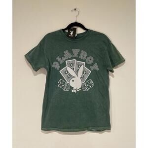 Playboy Green Graphic T-Shirt with Logo Size M